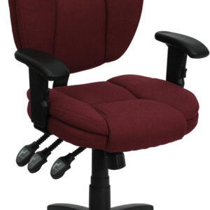 Wholesale Mid-Back Burgundy Fabric Multifunction Swivel Ergonomic Task Office Chair with Pillow Top Cushioning and Arms