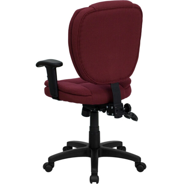 Contemporary Task Office Chair Burgundy Mid-Back Fabric Chair