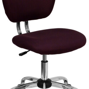 Wholesale Mid-Back Burgundy Mesh Padded Swivel Task Office Chair with Chrome Base