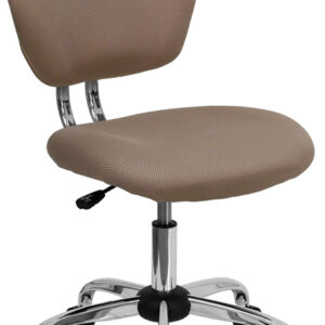 Wholesale Mid-Back Coffee Brown Mesh Padded Swivel Task Office Chair with Chrome Base