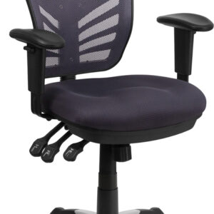 Wholesale Mid-Back Dark Gray Mesh Multifunction Executive Swivel Ergonomic Office Chair with Adjustable Arms