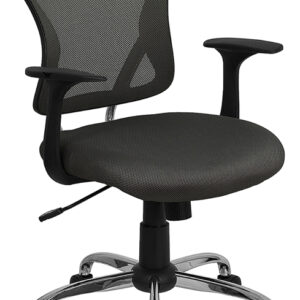 Wholesale Mid-Back Dark Gray Mesh Swivel Task Office Chair with Chrome Base and Arms