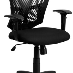 Wholesale Mid-Back Designer Back Swivel Task Office Chair with Fabric Seat and Adjustable Arms