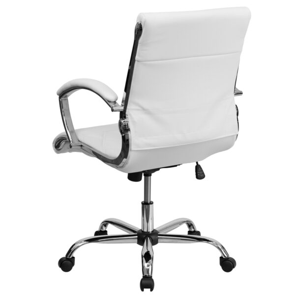Contemporary Office Chair White Mid-Back Leather Chair