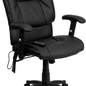 Wholesale Mid-Back Ergonomic Massaging Black Leather Executive Swivel Office Chair with Adjustable Arms