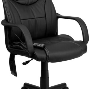 Wholesale Mid-Back Ergonomic Massaging Black Leather Executive Swivel Office Chair with Arms