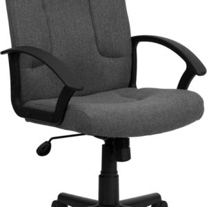 Wholesale Mid-Back Gray Fabric Executive Swivel Office Chair with Nylon Arms