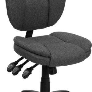 Wholesale Mid-Back Gray Fabric Multifunction Swivel Ergonomic Task Office Chair with Pillow Top Cushioning