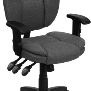 Wholesale Mid-Back Gray Fabric Multifunction Swivel Ergonomic Task Office Chair with Pillow Top Cushioning and Arms