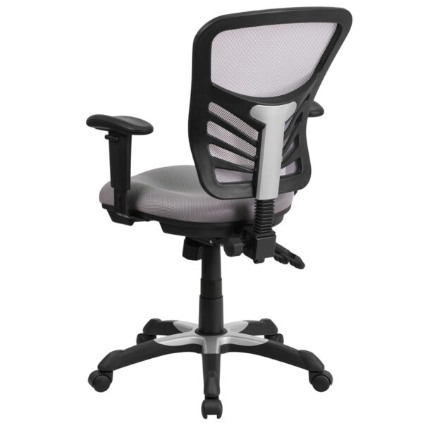 Contemporary Office Chair Gray Mid-Back Mesh Chair
