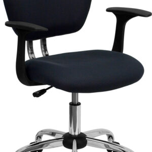 Wholesale Mid-Back Gray Mesh Padded Swivel Task Office Chair with Chrome Base and Arms