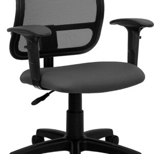 Wholesale Mid-Back Gray Mesh Swivel Task Office Chair with Adjustable Arms