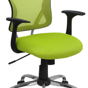 Wholesale Mid-Back Green Mesh Swivel Task Office Chair with Chrome Base and Arms