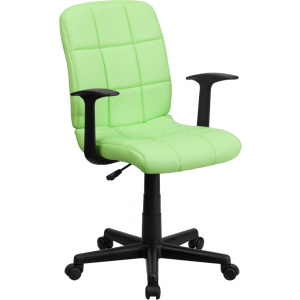 Wholesale Mid-Back Green Quilted Vinyl Swivel Task Office Chair with Arms