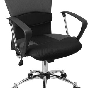 Wholesale Mid-Back Grey Mesh Swivel Task Office Chair with Adjustable Lumbar Support and Arms