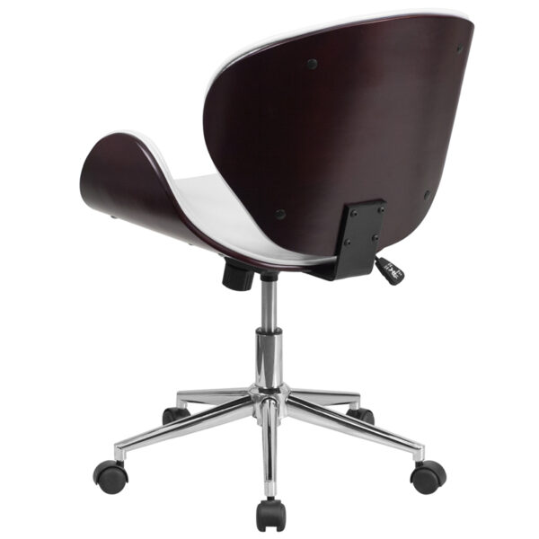 Contemporary Wood Office Chair White/Mahogany Mid-Back Chair