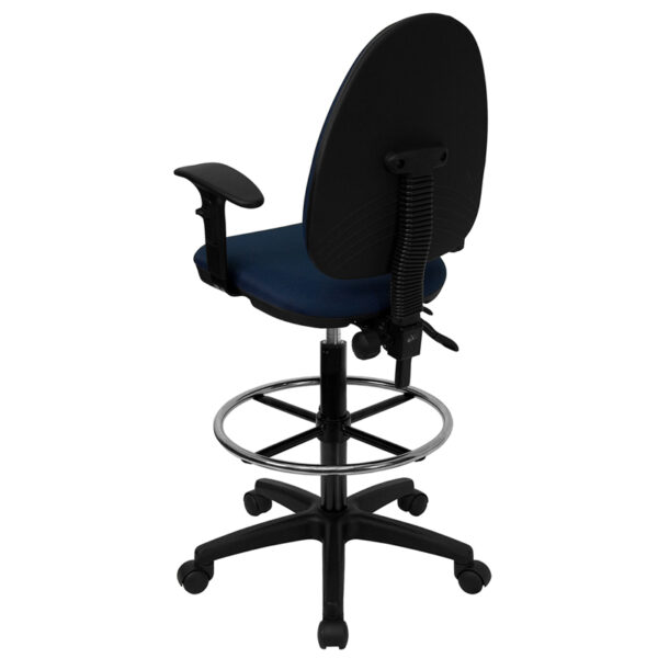 Contemporary Draft Stool Navy Fabric Draft Chair w/Arm