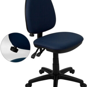 Wholesale Mid-Back Navy Blue Fabric Multifunction Swivel Ergonomic Task Office Chair with Adjustable Lumbar Support
