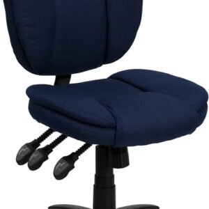 Wholesale Mid-Back Navy Blue Fabric Multifunction Swivel Ergonomic Task Office Chair with Pillow Top Cushioning