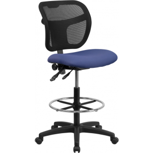 Wholesale Mid-Back Navy Blue Mesh Drafting Chair with Back Height Adjustment