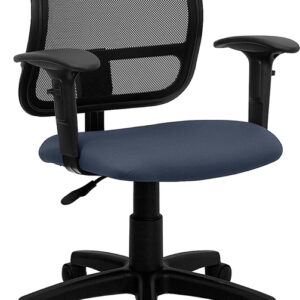 Wholesale Mid-Back Navy Blue Mesh Swivel Task Office Chair with Adjustable Arms
