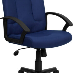 Wholesale Mid-Back Navy Fabric Executive Swivel Office Chair with Nylon Arms