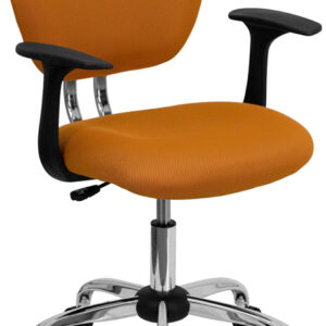 Wholesale Mid-Back Orange Mesh Padded Swivel Task Office Chair with Chrome Base and Arms
