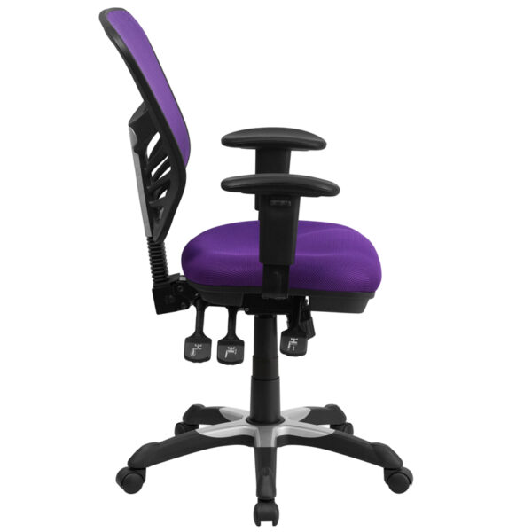 Contemporary Office Chair Purple Mid-Back Mesh Chair