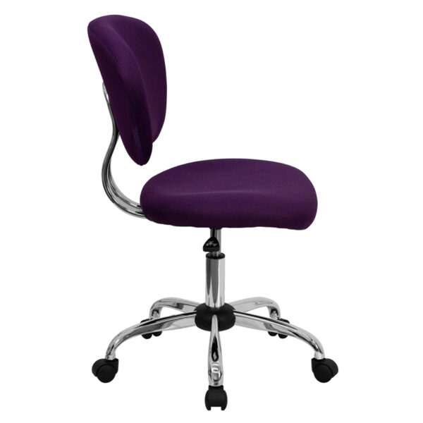 Lowest Price Mid-Back Purple Mesh Padded Swivel Task Office Chair with Chrome Base