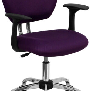 Wholesale Mid-Back Purple Mesh Padded Swivel Task Office Chair with Chrome Base and Arms