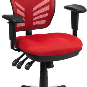 Wholesale Mid-Back Red Mesh Multifunction Executive Swivel Ergonomic Office Chair with Adjustable Arms