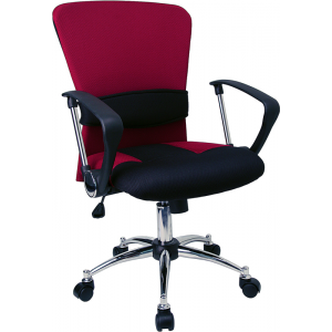 Wholesale Mid-Back Red Mesh Swivel Task Office Chair with Adjustable Lumbar Support and Arms