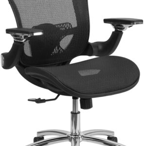 Wholesale Mid-Back Transparent Black Mesh Executive Swivel Ergonomic Office Chair with Synchro-Tilt & Height Adjustable Flip-Up Arms