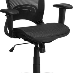 Wholesale Mid-Back Transparent Black Mesh Executive Swivel Office Chair with Adjustable Arms