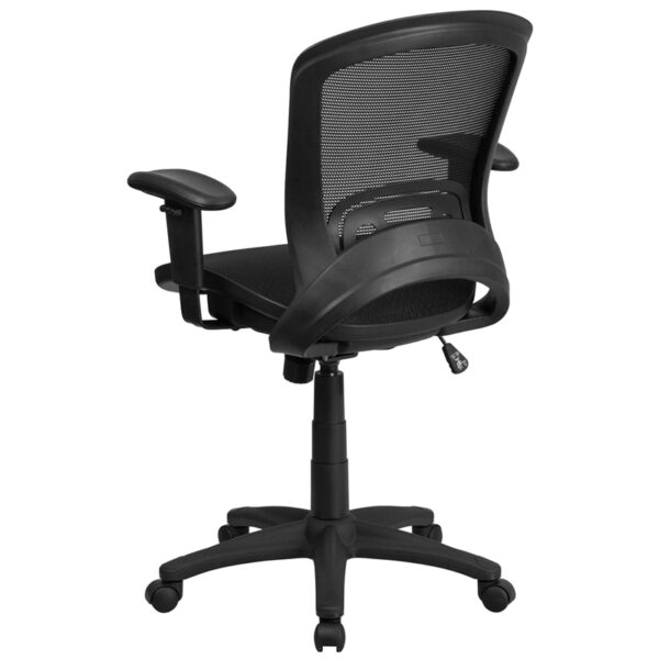 Contemporary Office Chair Black Mid-Back Mesh Chair