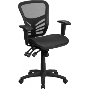 Wholesale Mid-Back Transparent Black Mesh Multifunction Executive Swivel Ergonomic Office Chair with Adjustable Arms