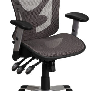 Wholesale Mid-Back Transparent Gray Mesh Multifunction Executive Swivel Ergonomic Office Chair with Adjustable Arms