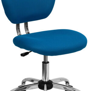 Wholesale Mid-Back Turquoise Mesh Padded Swivel Task Office Chair with Chrome Base