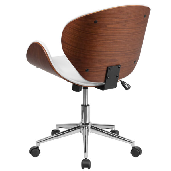 Contemporary Wood Office Chair White/Walnut Mid-Back Chair