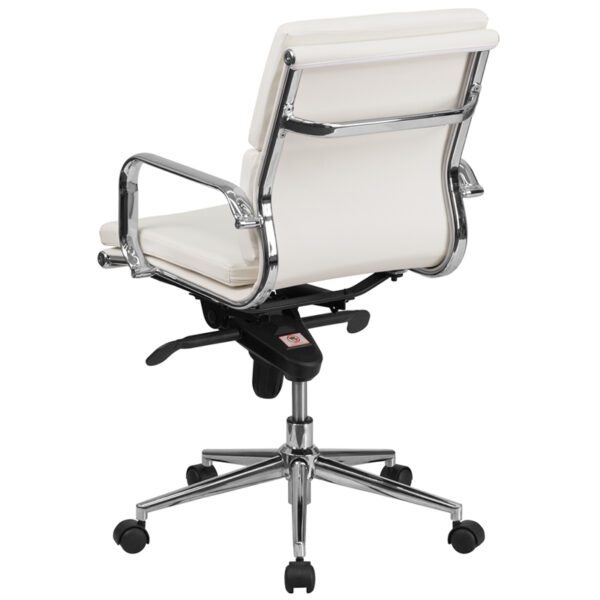 Contemporary Office Chair White Mid-Back Leather Chair