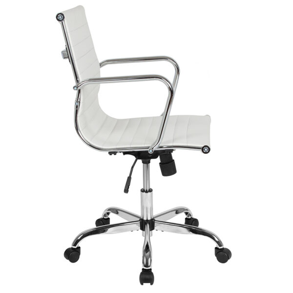 Contemporary Executive Office Chair with Coat Hanger Bar on Back White Leather Office Chair