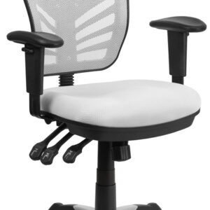 Wholesale Mid-Back White Mesh Multifunction Executive Swivel Ergonomic Office Chair with Adjustable Arms