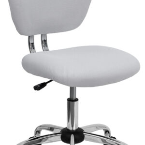 Wholesale Mid-Back White Mesh Padded Swivel Task Office Chair with Chrome Base
