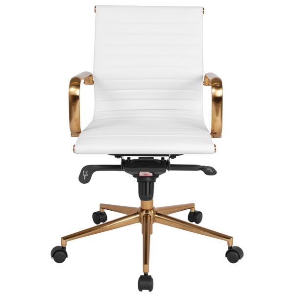 Contemporary Office Chair White Mid-Back Office Chair