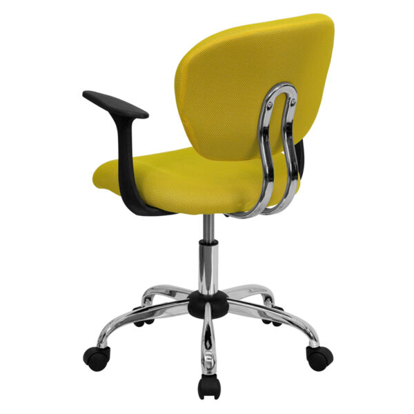 Contemporary Task Office Chair Yellow Mid-Back Task Chair