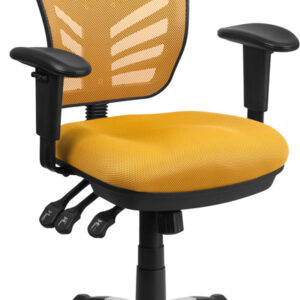 Wholesale Mid-Back Yellow-Orange Mesh Multifunction Executive Swivel Ergonomic Office Chair with Adjustable Arms