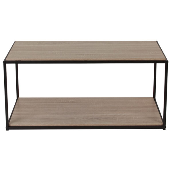 Lowest Price Midtown Collection Sonoma Oak Wood Grain Finish Coffee Table with Black Metal Frame