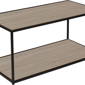 Wholesale Midtown Collection Sonoma Oak Wood Grain Finish Coffee Table with Black Metal Frame