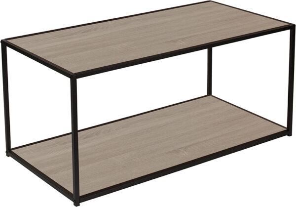 Wholesale Midtown Collection Sonoma Oak Wood Grain Finish Coffee Table with Black Metal Frame