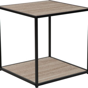 Wholesale Midtown Collection Sonoma Oak Wood Grain Finish End Table with Black Metal Frame